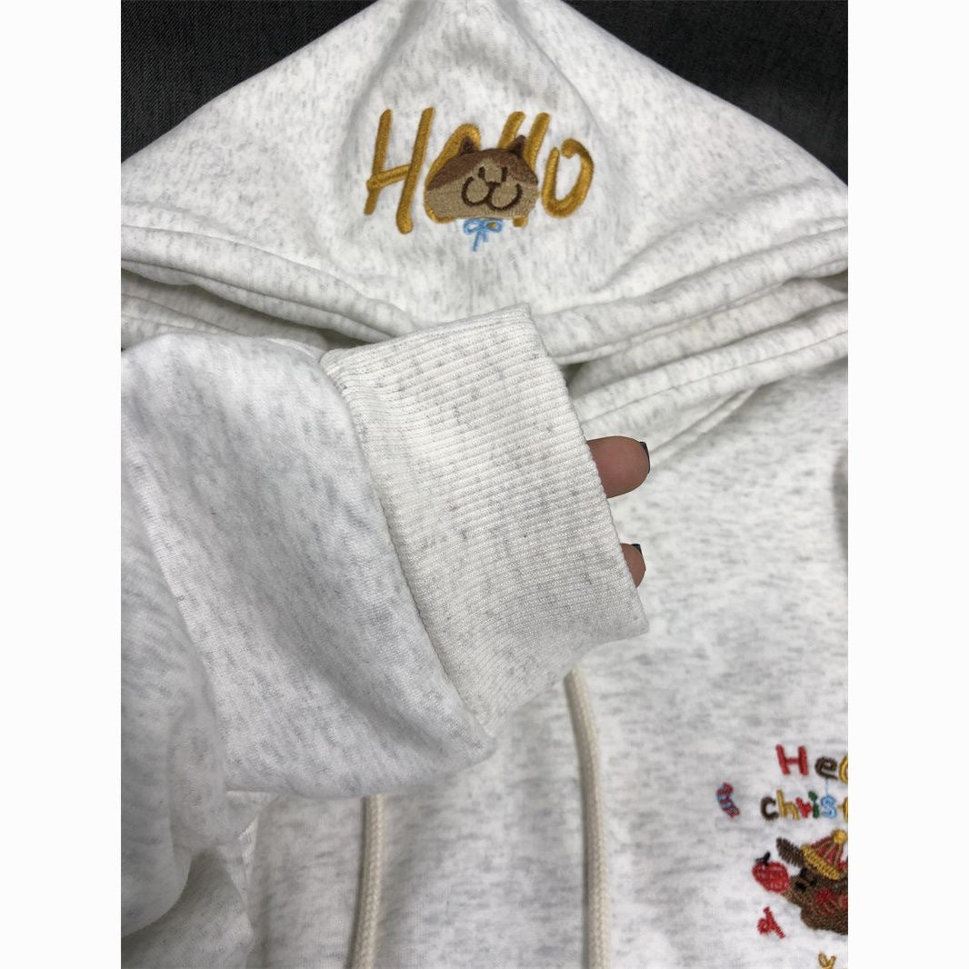 Cute Dachshund Embroidered Hoodie For Women