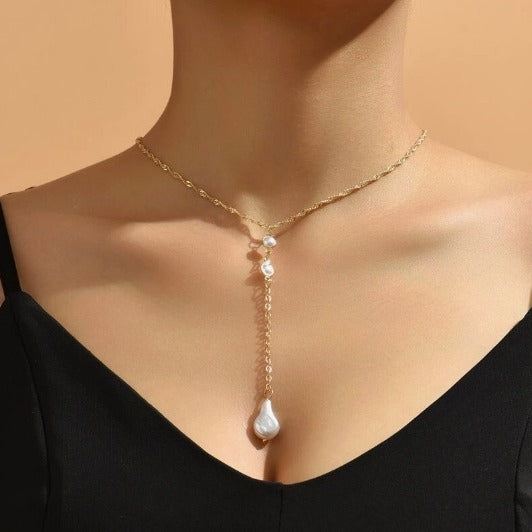 Long Chain Pearl Back Necklace For Women Instagram-worthy And Trendy